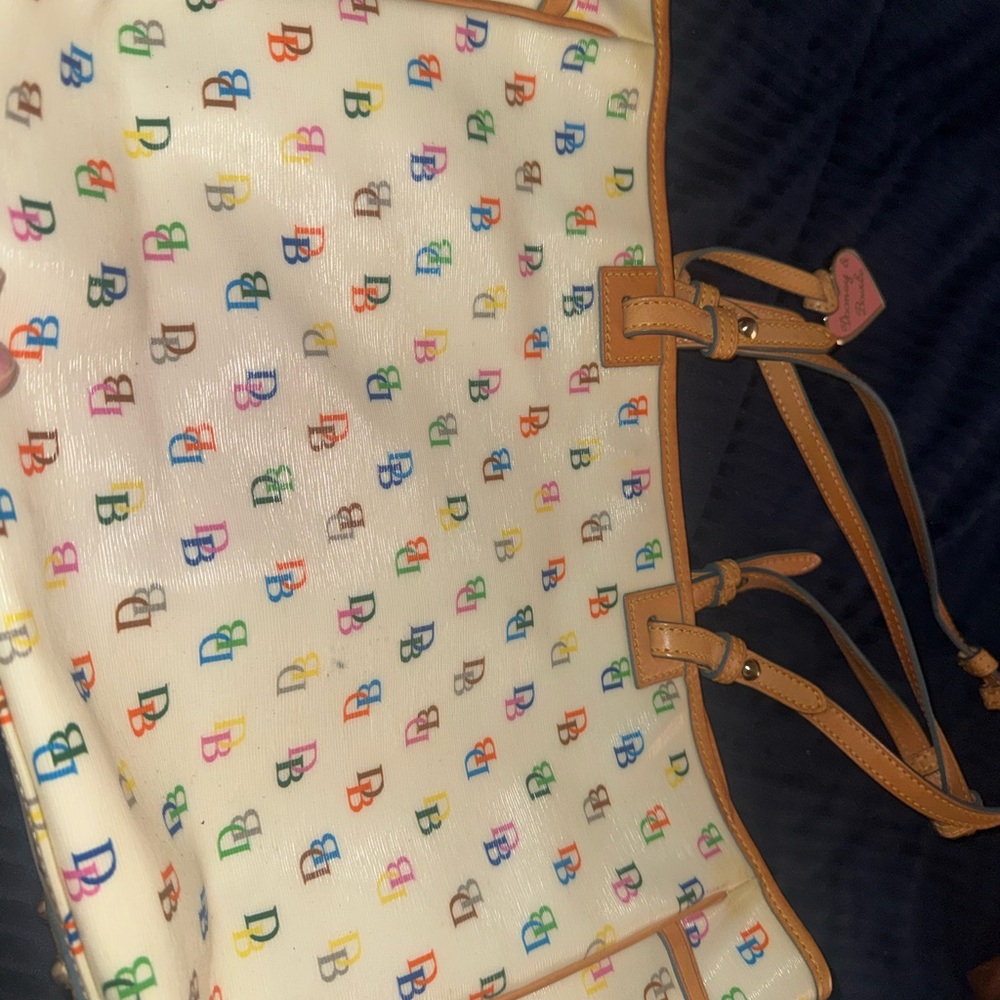 Dooney & Bourke Cream Multicolor Logo Tote - Picture 3 of 6